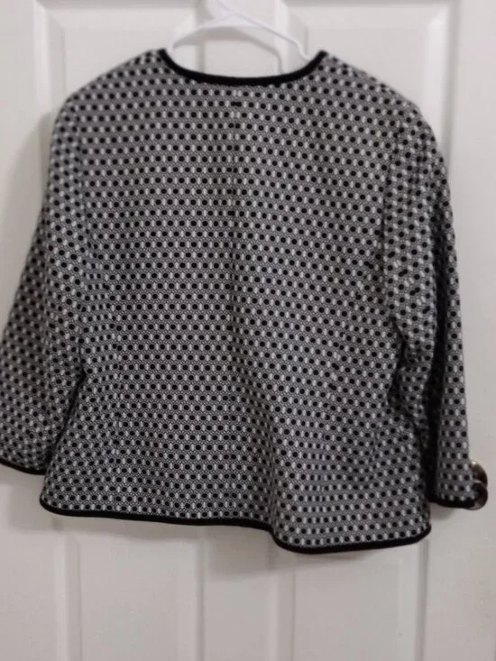 Jones Studio Separates Black White Open Front Jacket Blazer 18W Plus - Picture 7 of 8